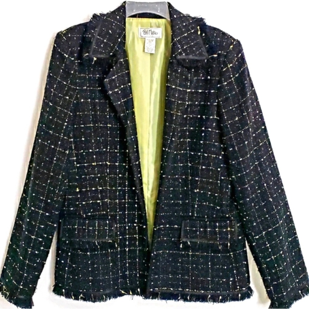 Bob Mackie Black and Gold Plaid Blazer
